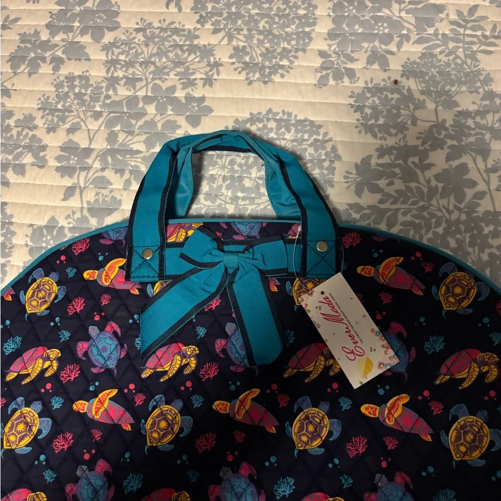 Colorful Quilted Turtle Print Garment Bag NWT